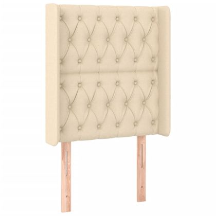 LED горна табла за легло, кремава, 83x16x118/128 см, плат