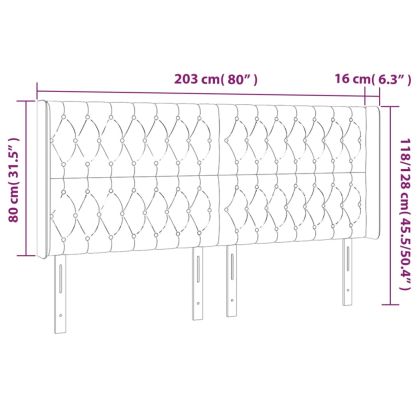 LED горна табла за легло, синя, 203x16x118/128 см, плат