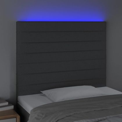 LED горна табла за легло, тъмносива, 100x5x118/128 см, плат
