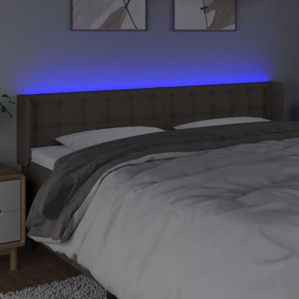 LED горна табла за легло, таупе, 183x16x78/88 см, плат