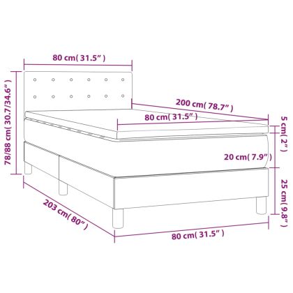 Боксспринг легло с матрак и LED, синьо, 80x200 см, плат