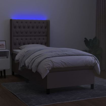 Боксспринг легло с матрак и LED, таупе, 90x200 см, плат
