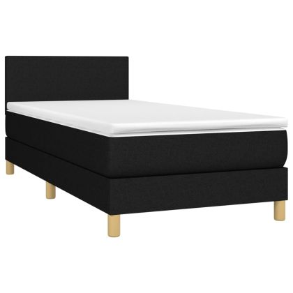 Боксспринг легло с матрак и LED, черно, 80x200 см, плат