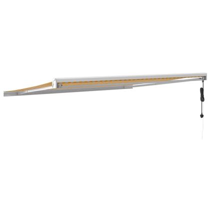 Прибираща се тента жълто и бяло 4x3 м плат и алуминий