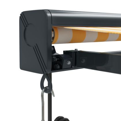 Прибираща се тента жълто и бяло 3,5x2,5 м плат и алуминий