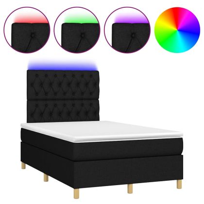Боксспринг легло с матрак и LED, черно, 120x190 см, плат