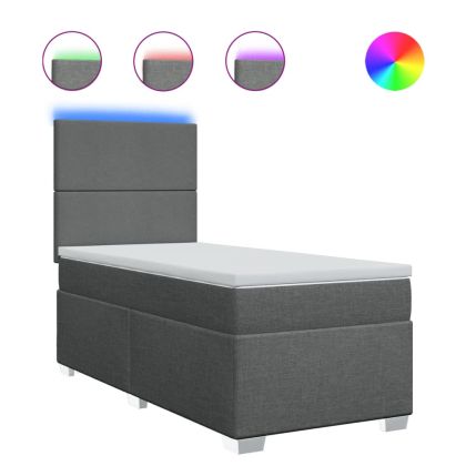 Боксспринг легло с матрак, тъмносив, 80x200 см, плат