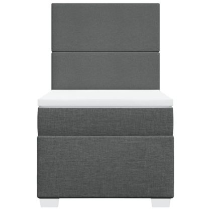 Боксспринг легло с матрак, тъмносив, 90x190 см, плат