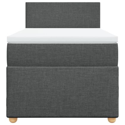 Боксспринг легло с матрак, тъмносив, 90x190 см, плат