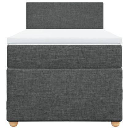 Боксспринг легло с матрак, тъмносиво, 90x200 см, плат