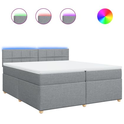 Боксспринг легло с матрак, светлосиво, 200x200 см, плат