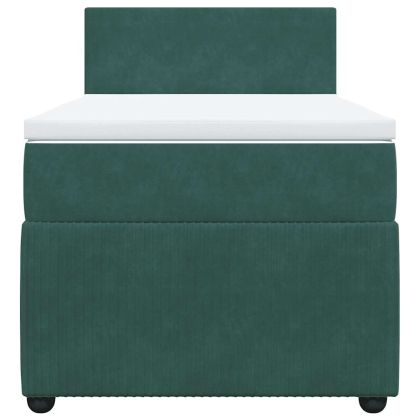 Боксспринг легло с матрак, тъмнозелено, 90x200 см, кадифе