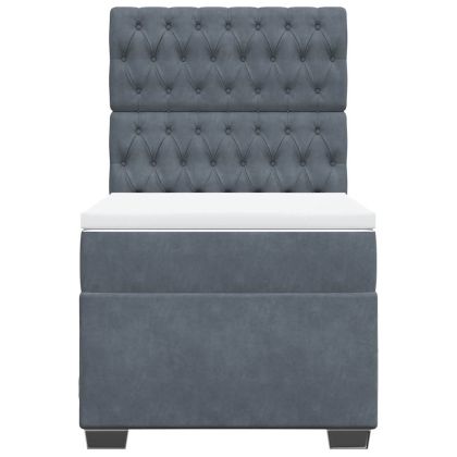 Боксспринг легло с матрак, тъмносив, 90x190 см, кадифе