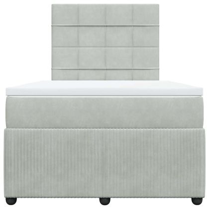 Боксспринг легло с матрак, светлосива, 120x190 см, кадифе