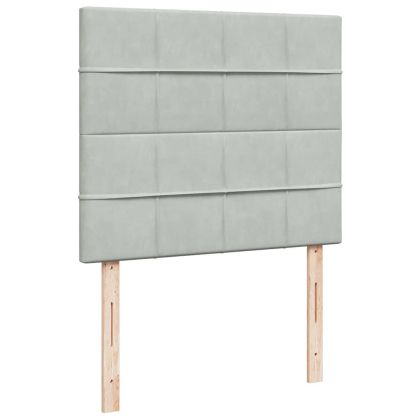 Боксспринг легло с матрак, светлосива, 120x190 см, кадифе