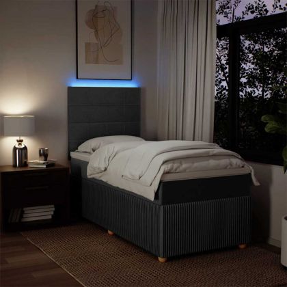 Боксспринг легло с матрак, тъмносив, 80x200 см, плат