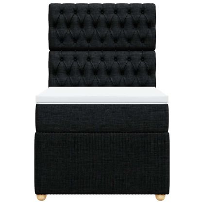 Боксспринг легло с матрак, черно, 80x200 см, плат