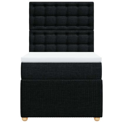 Боксспринг легло с матрак, черно, 80x200 см, плат