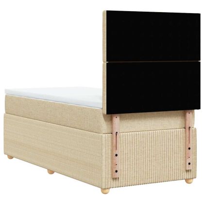 Боксспринг легло с матрак, кремава, 80x200 см, плат