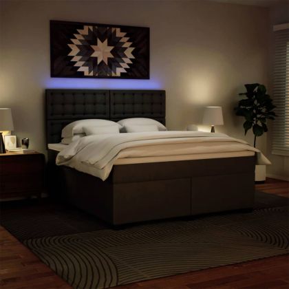 Боксспринг легло с матрак, черно, 180x200 см, изкуствена кожа