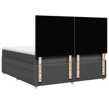 Боксспринг легло с матрак, тъмносиво, 180x200 см, плат