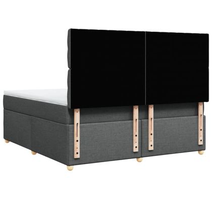 Боксспринг легло с матрак, тъмносиво, 180x200 см, плат