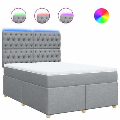 Боксспринг легло с матрак, светлосиво, 140x200 см, плат