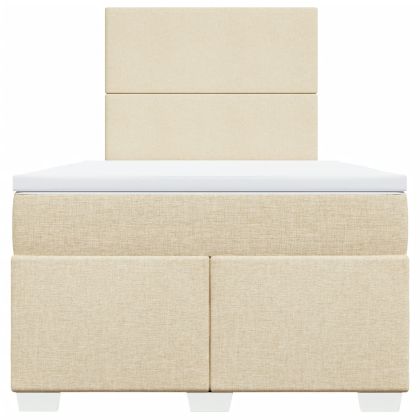 Боксспринг легло с матрак, кремаво, 120x200 см, плат