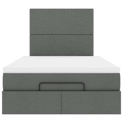 Османска легло с матрак и LED, тъмносиво, 120x200 см, плат