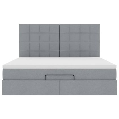 Османска легло с матрак и LED, светлосиво, 160x200 см, плат