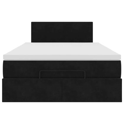 Османска легло с матрак и LED, черно, 120x200 см, кадифе