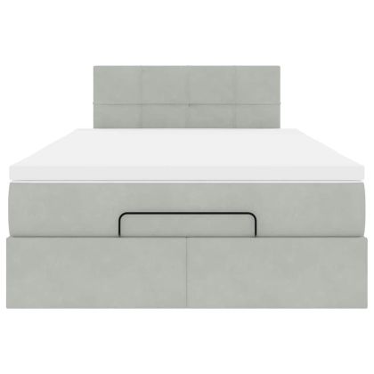 Османска легло с матрак и LED, светлосиво, 120x200 см, кадифе