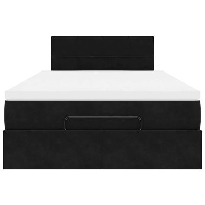 Османска легло с матрак и LED, черно, 120x200 см, кадифе