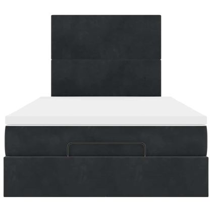 Османска легло с матраци и LED, черно, 120x200 см, кадифе