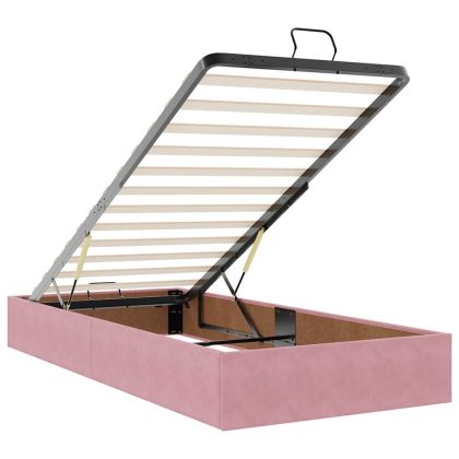 Османска легло с матраци и LED, розово, 90x200 см, кадифе