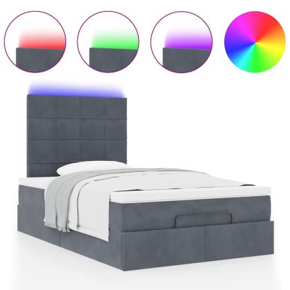Османска легло с матраци и LED, тъмносиво, 120x200 см, кадифе