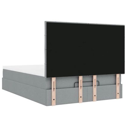 Османско легло с матрак & Светодиоди Светло сиво 140x190cm Плат