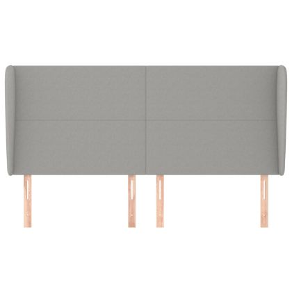 Горна табла за легло с уши, светлосива, 163x23x118/128 см, плат