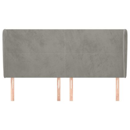 Горна табла за легло с уши, светлосива,163x23x118/128 см кадифе