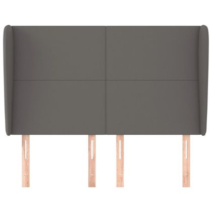 Горна табла с уши, сива, 147x23x118/128 см, изкуствена кожа