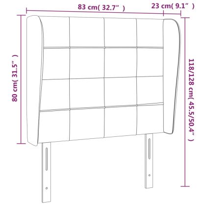 Горна табла за легло с уши светлосива 83x23x118/128 см кадифе