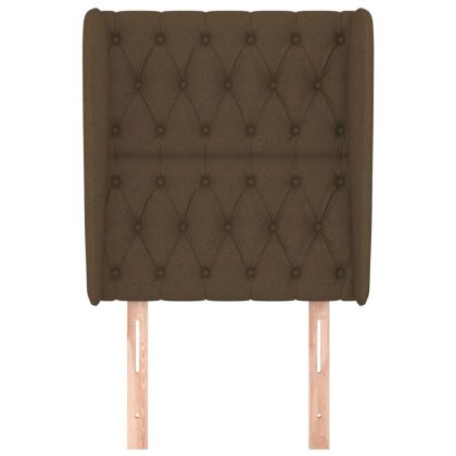 Горна табла за легло с уши, тъмнокафява, 83x23x118/128 см, плат