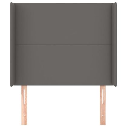 Горна табла с уши, сива, 93x16x118/128 см, изкуствена кожа