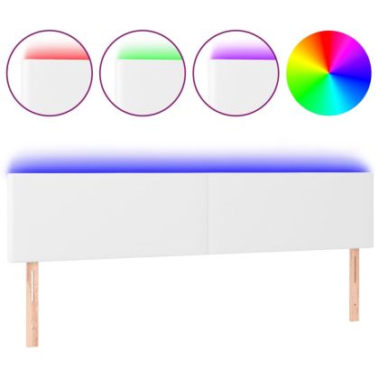 LED Горна табла за легло, бяла, 160x5x78/88 см, изкуствена кожа