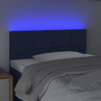 LED горна табла за легло, синя, 90x5x78/88 см, плат