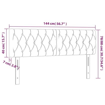 LED горна табла за легло, тъмносиня, 144x7x78/88 см, кадифе