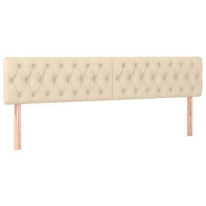 LED горна табла за легло, кремава, 180x7x78/88 см, плат