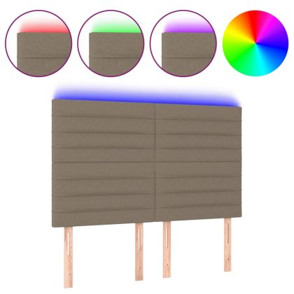 LED горна табла за легло, таупе, 144x5x118/128 см, плат