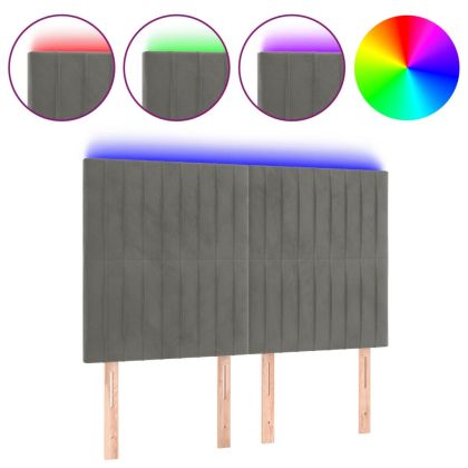 LED горна табла за легло, светлосива, 144x5x118/128 см, кадифе