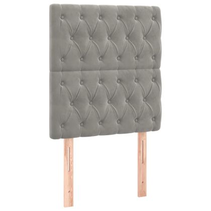 LED горна табла за легло, светлосива, 80x7x118/128 см, кадифе